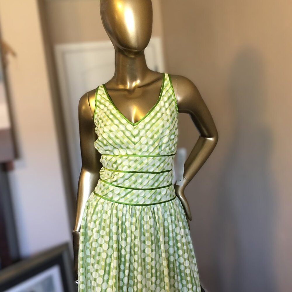 ROBBIE BEE 🪞 Fit & Flare green polka dot dress 🪞 NEW WITH TAGS!! - Picture 4 of 12